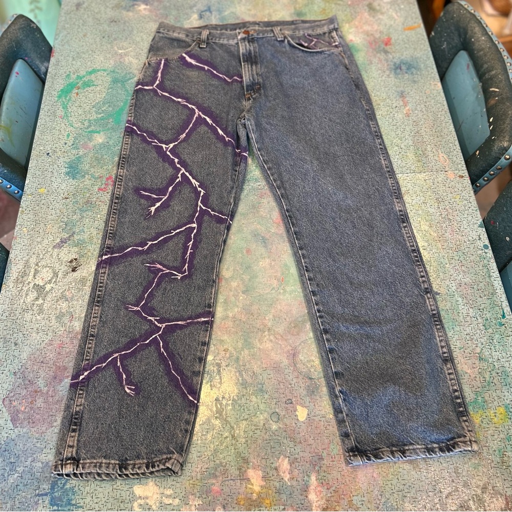 90s Hand Painted Lighting Jeans